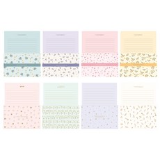 TOCTOC 燙金花卉圖案信紙4款 + 燙金圖案信紙4款套組, 混合色, 1套