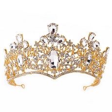 LUNA GLAM 精品婚禮皇冠 珠寶王冠 WC508, 1個, 金白色