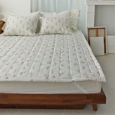 PACO HOME 120支棉花朵印花絎縫床墊, BEIGE