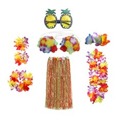 Market Vibe 派對成人夏威夷草裙舞服裝升級版8件組, 彩色, 1套