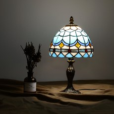 彩繪玻璃 B 復古桌燈, 藍色