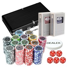 Funicamble Star Clay Chip 300p + 鋁黑色外殼 + 俱樂部特製德州撲克牌 2p + 禮品套裝, 混合顏色