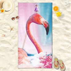 PDS Living 熱帶紅鶴圖案大型海灘巾 80 x 160cm, 08, 1個