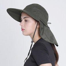 A-Big抗UV登山釣魚防曬夏季翻蓋帽, 深綠色