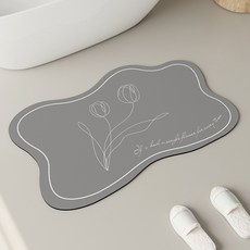 위더홈 감성 튤립 아트 뽀송 매트, 그레이