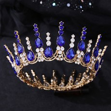 LUNA GLAM 自助婚紗 甜美公主圓形皇冠 H1327, 1個, WDG242 金藍色