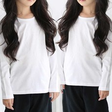 YEROOYENA 兒童圓領半寬鬆基本款層次穿搭長袖T恤 2件組