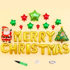 스투피드 비에이비오 크리스마스 홈파티 풍선장식 세트, 10 작은별트리, 1세트