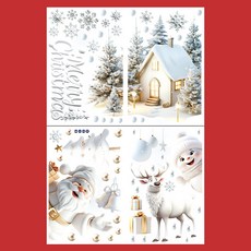 GN HOME White World 聖誕節窗貼 2入組 無痕靜電貼, 混色