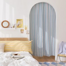 FORHOME 手工製紐約公寓亞麻穿桿式窗簾, 美式藍