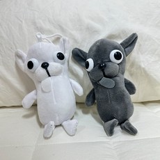 다다랜드 메롱하는 치와와 키링 2종 세트, 화이트, 그레이, 1세트, 16cm
