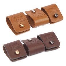 brand yarn 鉚釘扣環手工英文字皮革標籤 2色, 駝色，深棕色, 1套