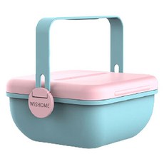 Howell野餐沙拉2層便當盒 A型, 粉色+藍色, 1個