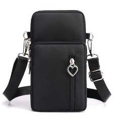 BUBBLYDAY 迷你多功能印花手機斜背包, 黑色