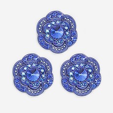 水鑽寶石鈕扣 櫻花 21mm, 3個, 藍色
