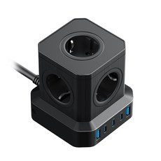 Anygate 塔式延長線 4000W 5孔 AC489, 1個, 黑色, 2m