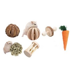 Mikael Ground倉鼠兔子天竺鼠鸚鵡玩具 6種組 A, 1套, 混合顏色