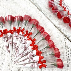 NOBLY 人造康乃馨香皂花, 紅色, 10個