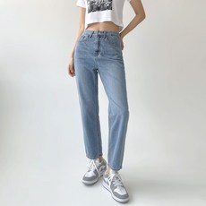 플랜데이 여성용 썸머 데일리 슬림 일자핏 데님 팬츠