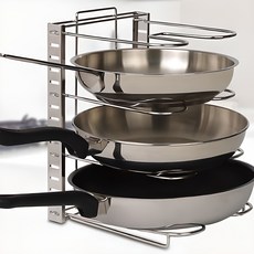 4BNK 高度可調式平底鍋收納架, 1組, 4層, 銀色