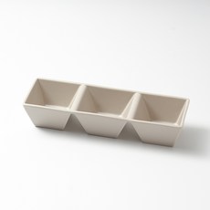 KIALLI 陶瓷分菜盤小菜盤 深方形 3格, 啞光灰, 1個