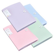 PEONIST 文件試卷透明文件夾4件組 05, 藍色, 粉紅色, 綠色, 紫色, 1套
