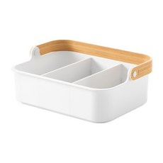 UMBRA Bellwood木柄收納置物籃, 1個, 雲朵白