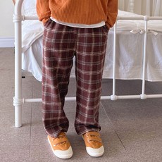KIDSCODI 兒童舒適保暖格紋長褲
