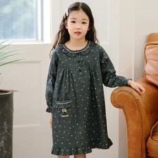 JJiniya 女童學生星星月亮小小兵純棉長袖連身裙睡衣