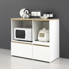 필웰 쿠엔코 광파 오븐 렌지대 서랍둘 1000 방문설치, 내추럴오크 + 화이트, 2단
