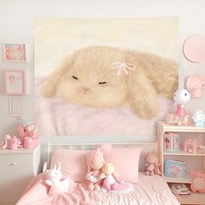 Homeflow 軟萌感性動物居家裝飾掛毯, 蝴蝶結兔子