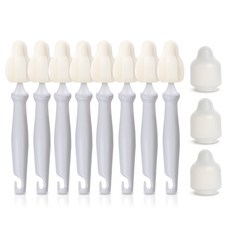 Hibee Mongeuli Mini Brush 嬰兒奶瓶奶嘴清洗刷 8p + 防塵帽 3p, Light Gray, 1組