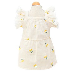 반려동물 큐티 러블리한 분위기 뽐내는 체리 무늬 옷, 옐로우, 1개