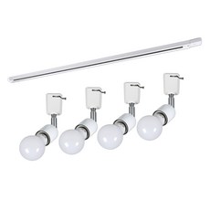 원하 레일 1m + LED 자유봉 4구 볼구 숏타입 전구색 세트, 화이트, 1개