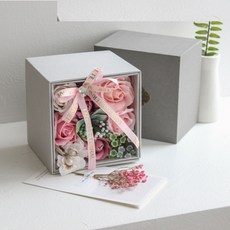 Hude仿真花歡樂滿滿香皂花零用錢盒子組, 粉色的