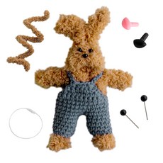 yarna 철사인형 + 핀타입 인형눈 4mm x 2p + 컬러미니삼각코 2종 + 컬러와이어링 모루 뽀글이 토끼 인형 만들기 세트, 1세트, 카멜 + 화이트 + 블랙 + 핑크