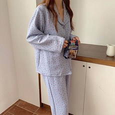 andstyle 女款菱格紋櫻桃睡衣上下套組 251959