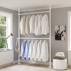 Liwoo 堅固的雙層衣架, 全白色