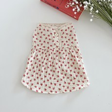 BAIGOEM 狗狗花朵郊遊洋裝, 紅色