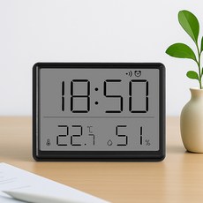 Leto 可磁吸壁掛兩用溫濕度桌鐘 LLC-TH10, 黑色