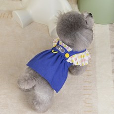 PASTEL PET 寵物丹寧愛心荷葉邊連身裙, 1個, A款