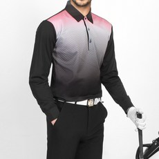 男士RM漸層翻領高爾夫長袖T恤