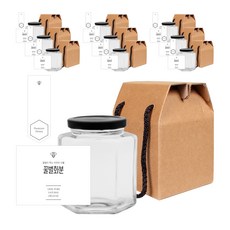 六角蜂蜜罐500g+黑蓋隨機出貨+簡易蜂盆L貼+封條+盒裝, 10組