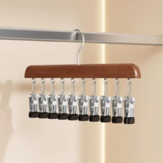 SJ 多用途原木10夾夾式衣架, 深木色, 2個