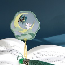 刺繡書籤 DIY 材料包套裝, 1套, 兔子與月亮