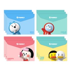 B Family 3D 橫式信封文件夾 4種套組 24-1172, 藍色, 薄荷綠, 粉紅色, 黃色, 3套