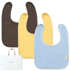 Baby&I 嬰幼兒用方形毛巾布口水圍兜3件F套組, 1套, 藍色, 黃色, 棕色