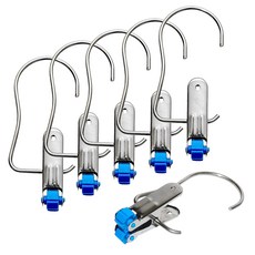 巧夫人 不鏽鋼秒收隨意夾 附掛勾, 金屬銀, 6個