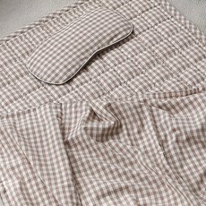 hwamo baby 孩童經典款格紋絲絨午睡毯組, 棕色