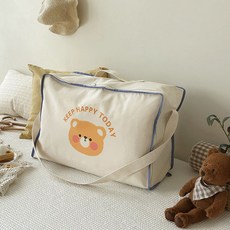 孩童用棉質手提午睡棉被收納袋, 小熊款
